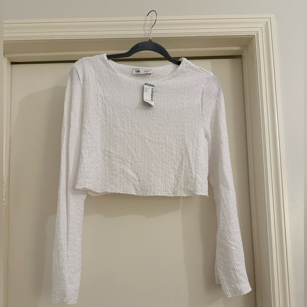 White Textured Crop Top Size S-M
